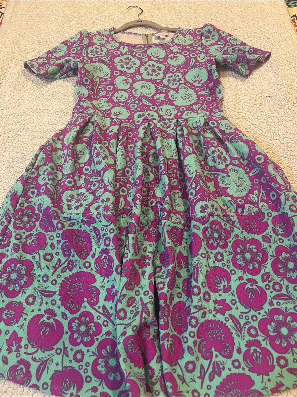 LuLaRoe Purple and Teal Floral Asymmetrical Dress